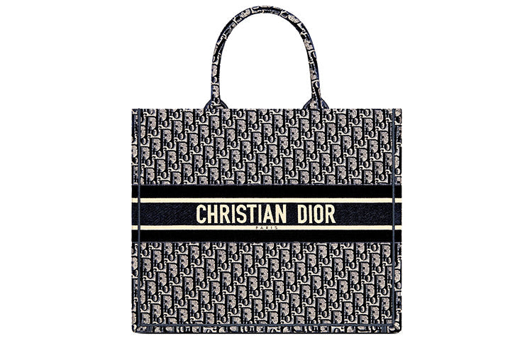 DIOR BookTote Velvet Embroidery Shopping Bag Tote Bag Shopping Bag Handbag Regular Women's Blue