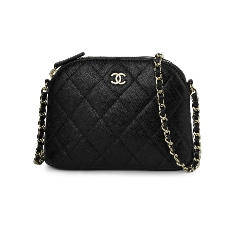 CHANEL Calfskin One Shoulder Crossbody Clutches Women's Black