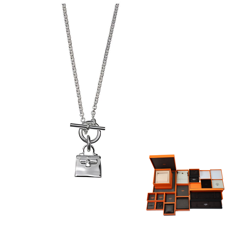 HERMES Kelly Amulette 925 Sterling Silver Necklaces Women's Silver
