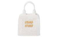 MIU MIU Fabric Tote Bag, Shopping Bag, Shoulder Bag, Crossbody Bag, Handbag Women's White & Natural
