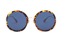 DIOR Metal Round Sunglasses Women's Tortoiseshell