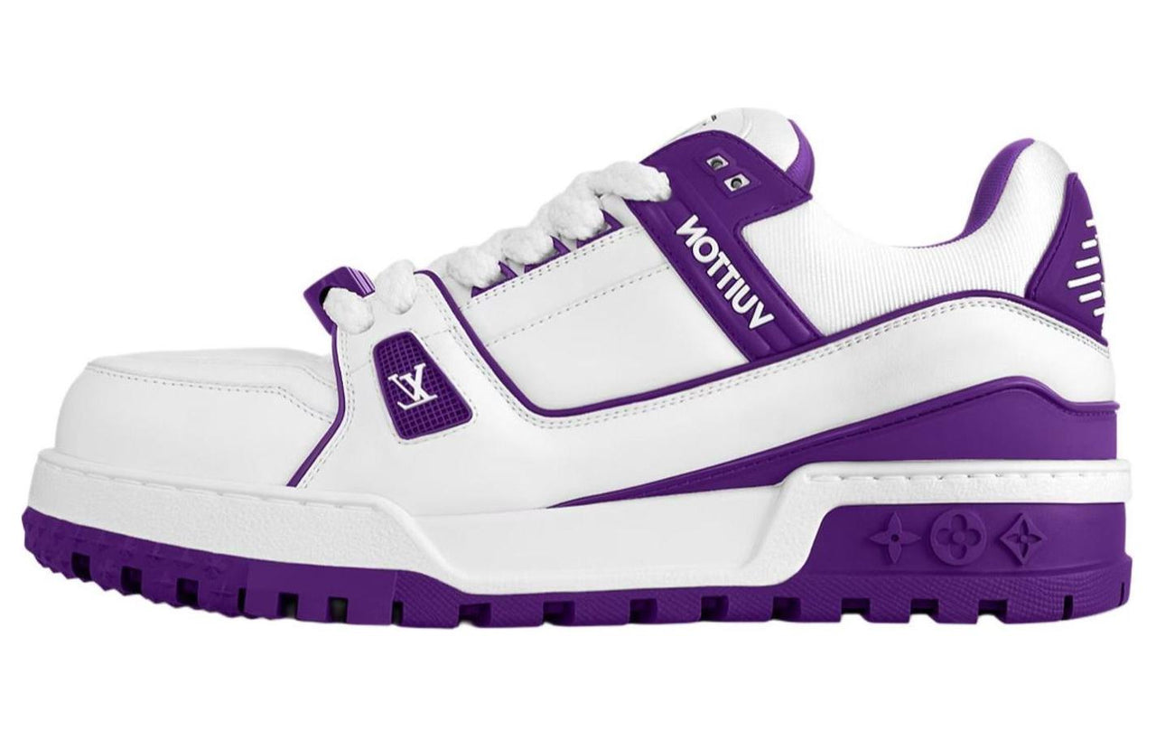 LOUIS VUITTON Trainer Maxi Little Chubby Ding Low-Top Skateboard Shoes Unisex White Purple