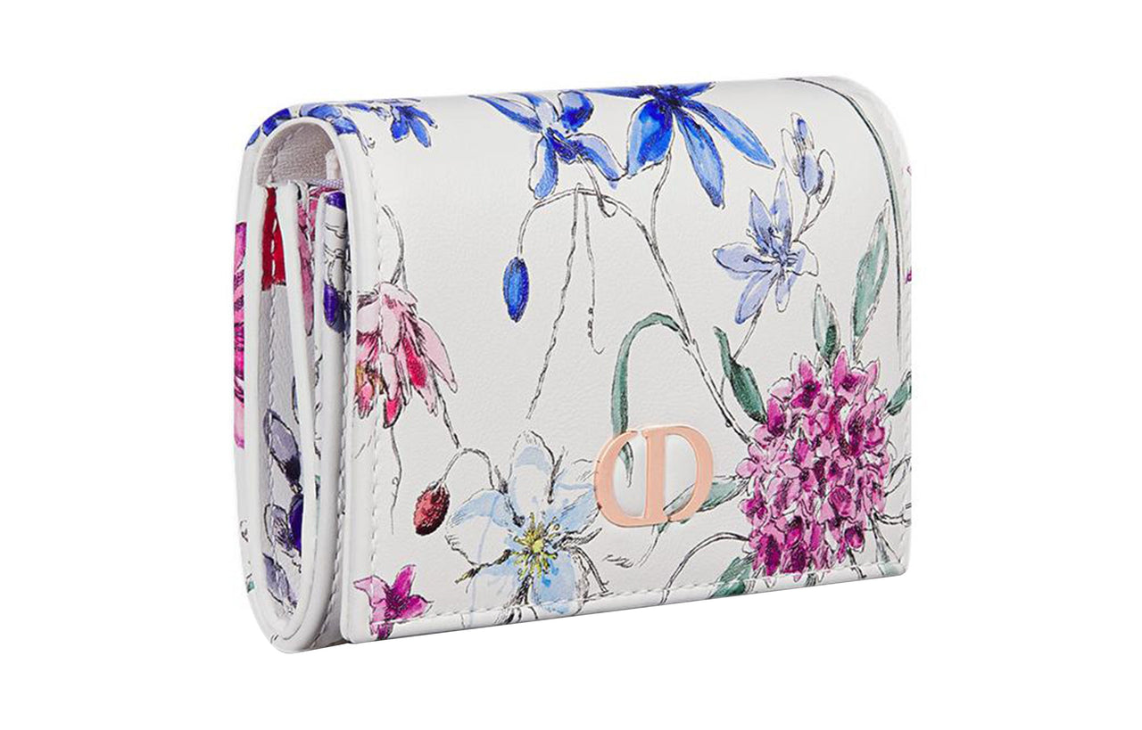 DIOR Caro Calfskin Wallet Extra Small Women's White/Multicolor