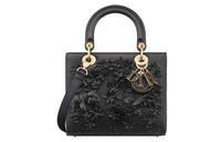 DIOR Lady Dior Sheepskin Dior Bag Shoulder Bag Crossbody Bag Handbag Medium Size Women's Black