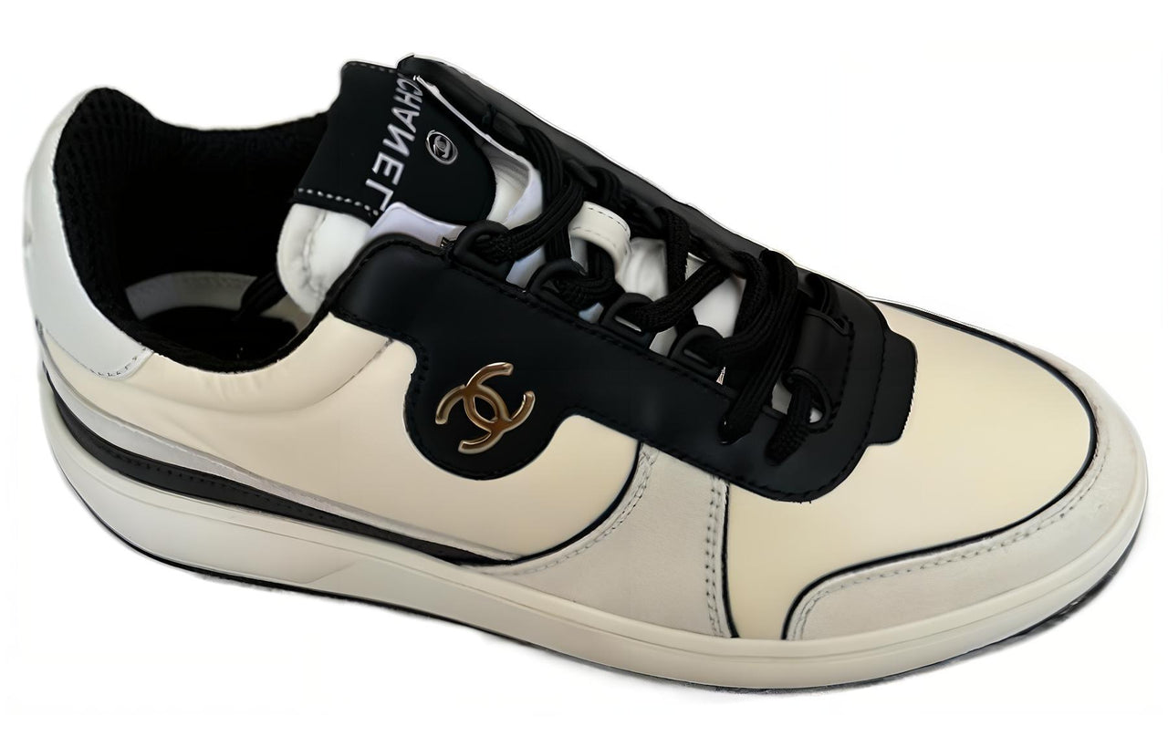 CHANEL Wear-Resistant Low-Top Skateboard Shoes Women's White Black
