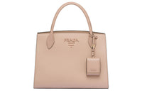 PRADA Monochrome Leather Tote Bag Shopping Bag Shoulder Bag Crossbody Bag Handbag Medium Size Women's Soft Pink
