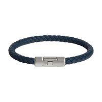 HERMES Calfskin Metal Palladium-Plated Bangles Men's Navy