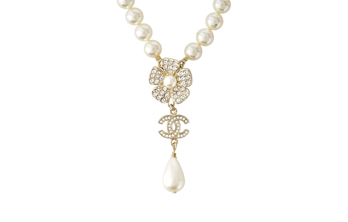 CHANEL Metal Necklaces Women's White