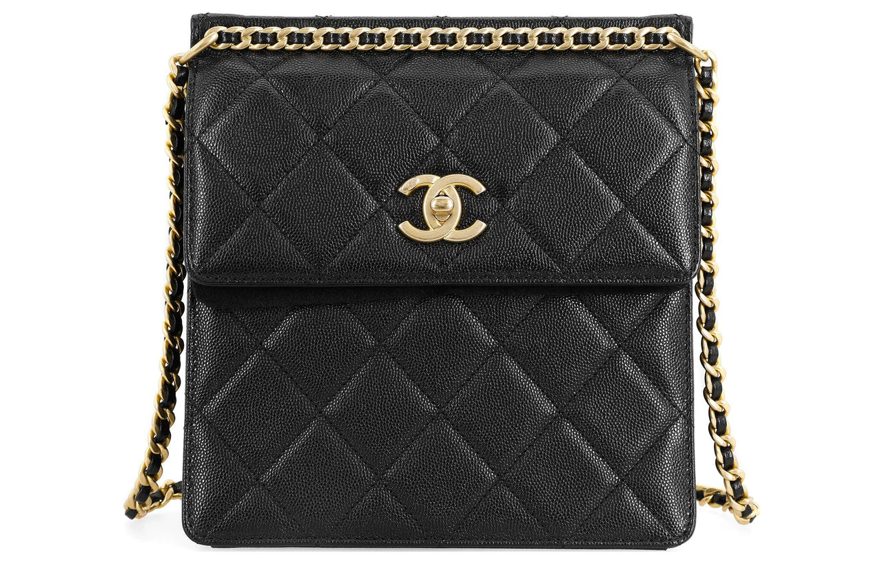 CHANEL Embossed Calfskin With Grains Backpack Regular Women's Black