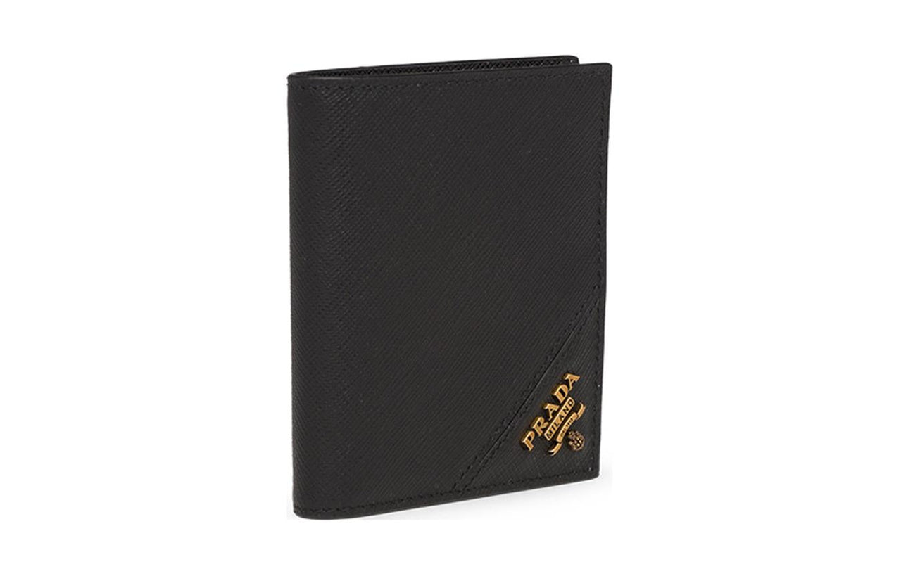 PRADA Calfskin Wallet Men's Black