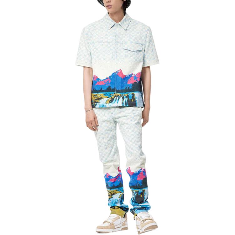 LOUIS VUITTON Landscape Short Sleeved Denim Shirt