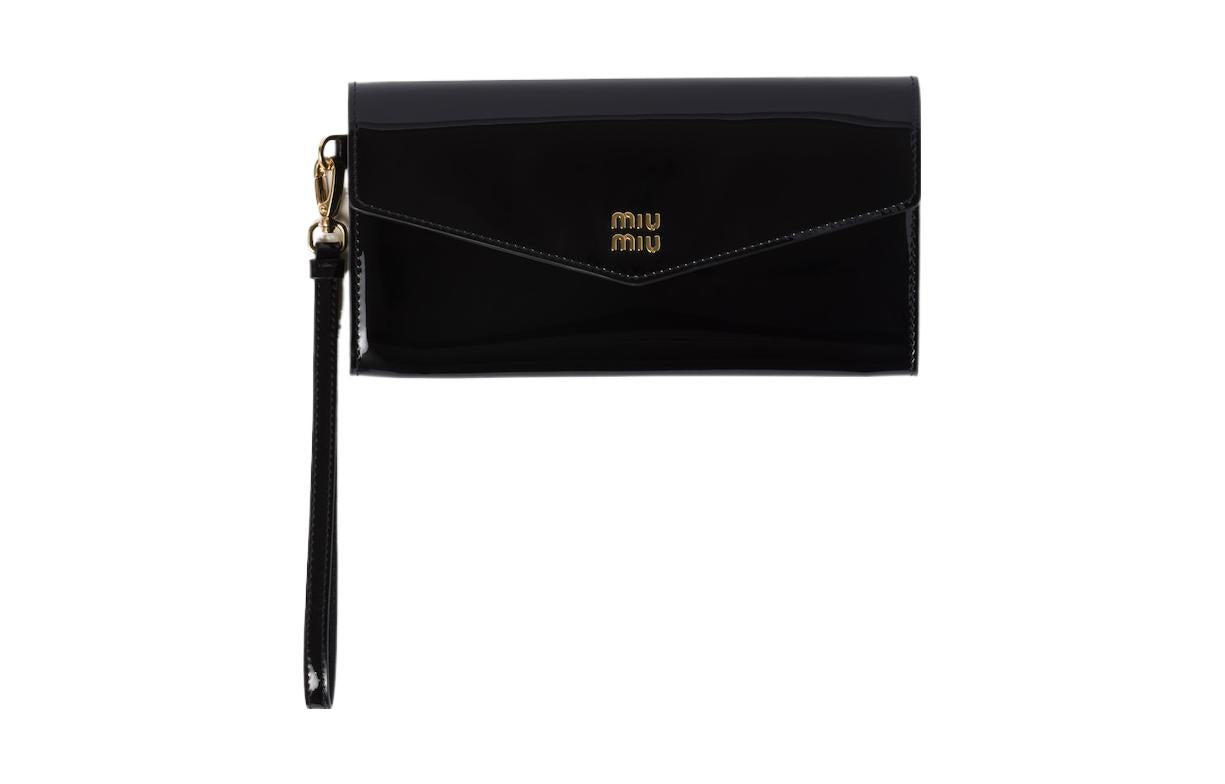 MIU MIU Patent Leather Card Holder Women's Black & Red