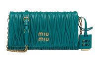 MIU MIU Metallic Soft Sheepskin Shoulder Bag Crossbody Bag Mini Women's Lake Blue
