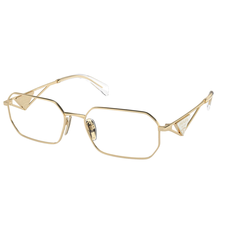 PRADA Metal Irregular Shape Eyeglass Frames Women's Gold