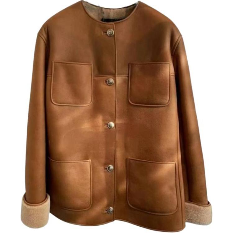 CHANEL FW24 Leather Jacket Women's Brown