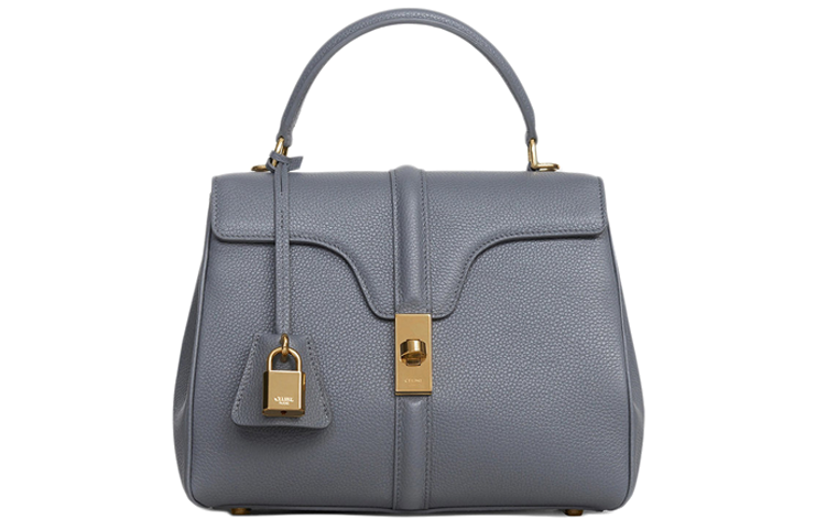 CELINE 16 Grained Calfskin Handbag Small Size Women's Medium Gray