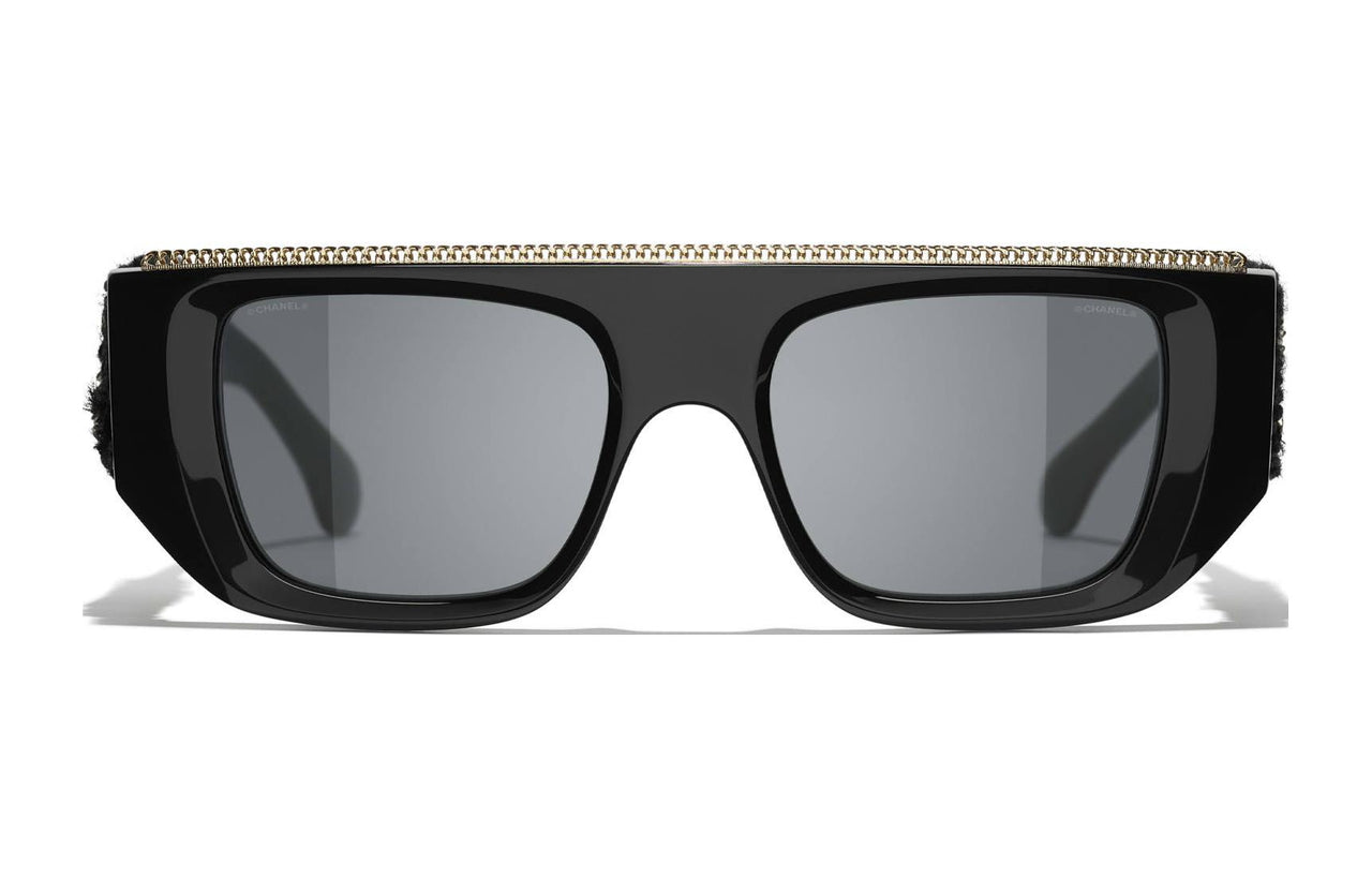 CHANEL Acetate Aviator Sunglasses Women's Black