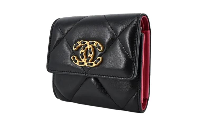 CHANEL Lambskin Wallet Women's Black