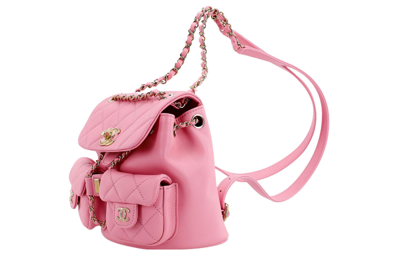 CHANEL Duma Smooth Calf Leather Backpack Small Size Women's Pink