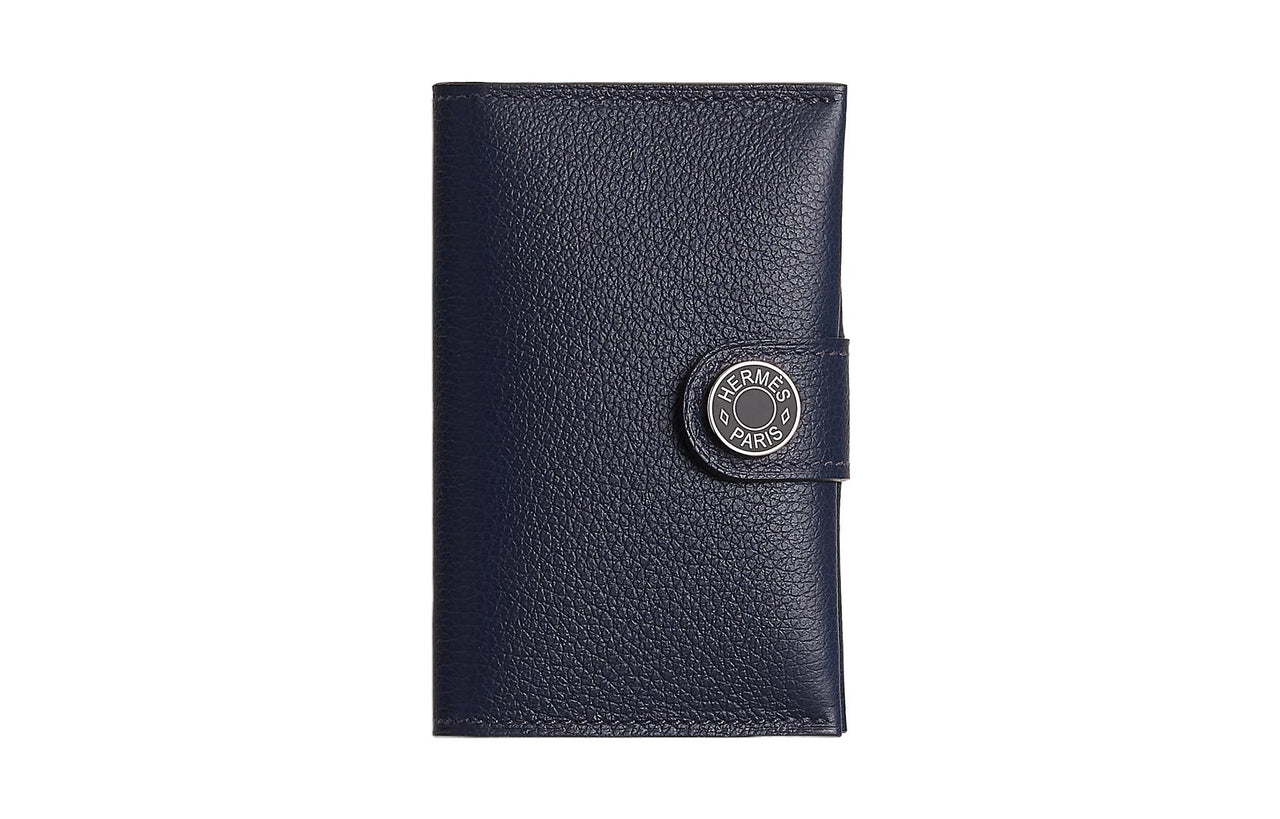 HERMES Evercolor Calfskin Card Holder Regular Men's Midnight Blue
