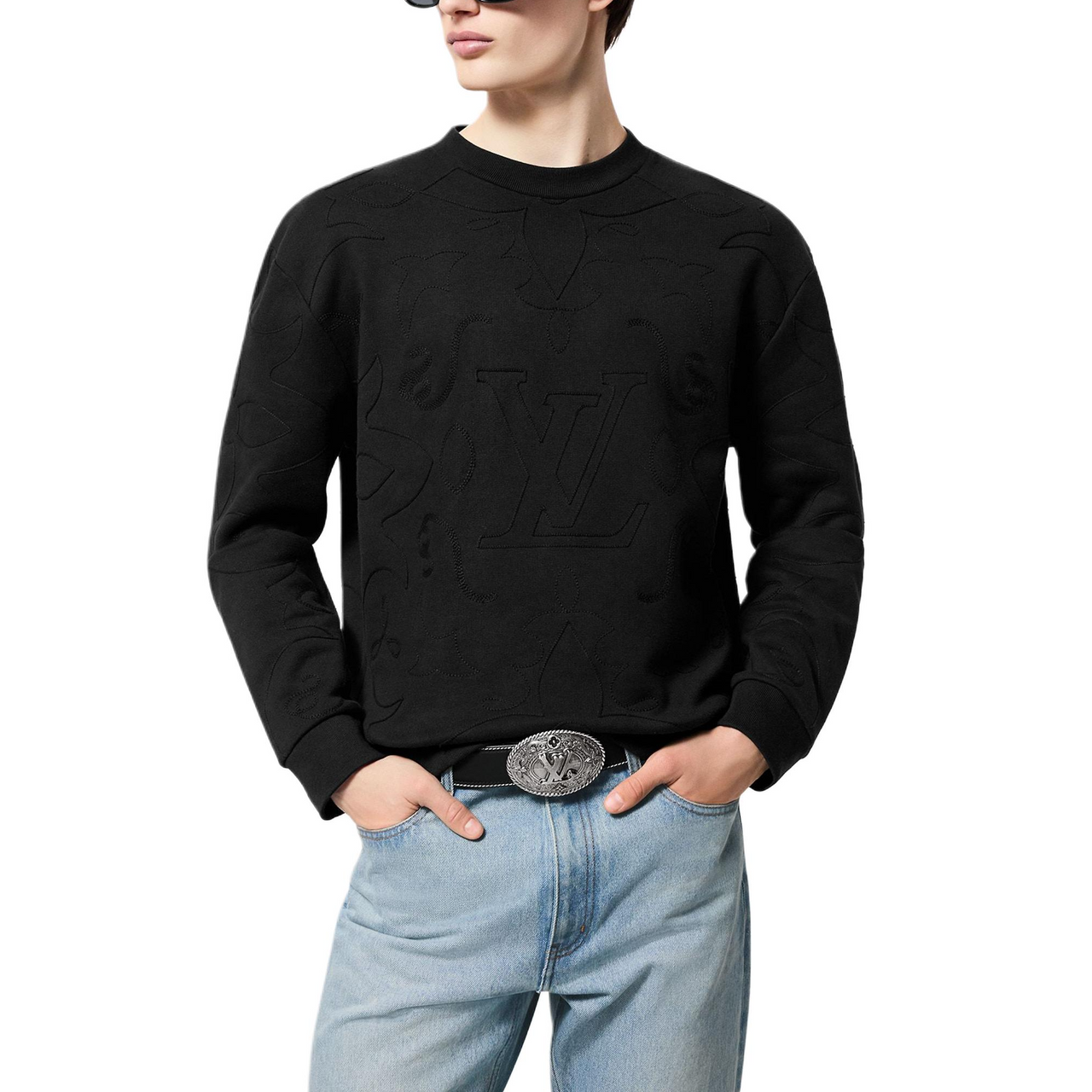 LOUIS VUITTON Embroidered Cotton Jersey Crewneck