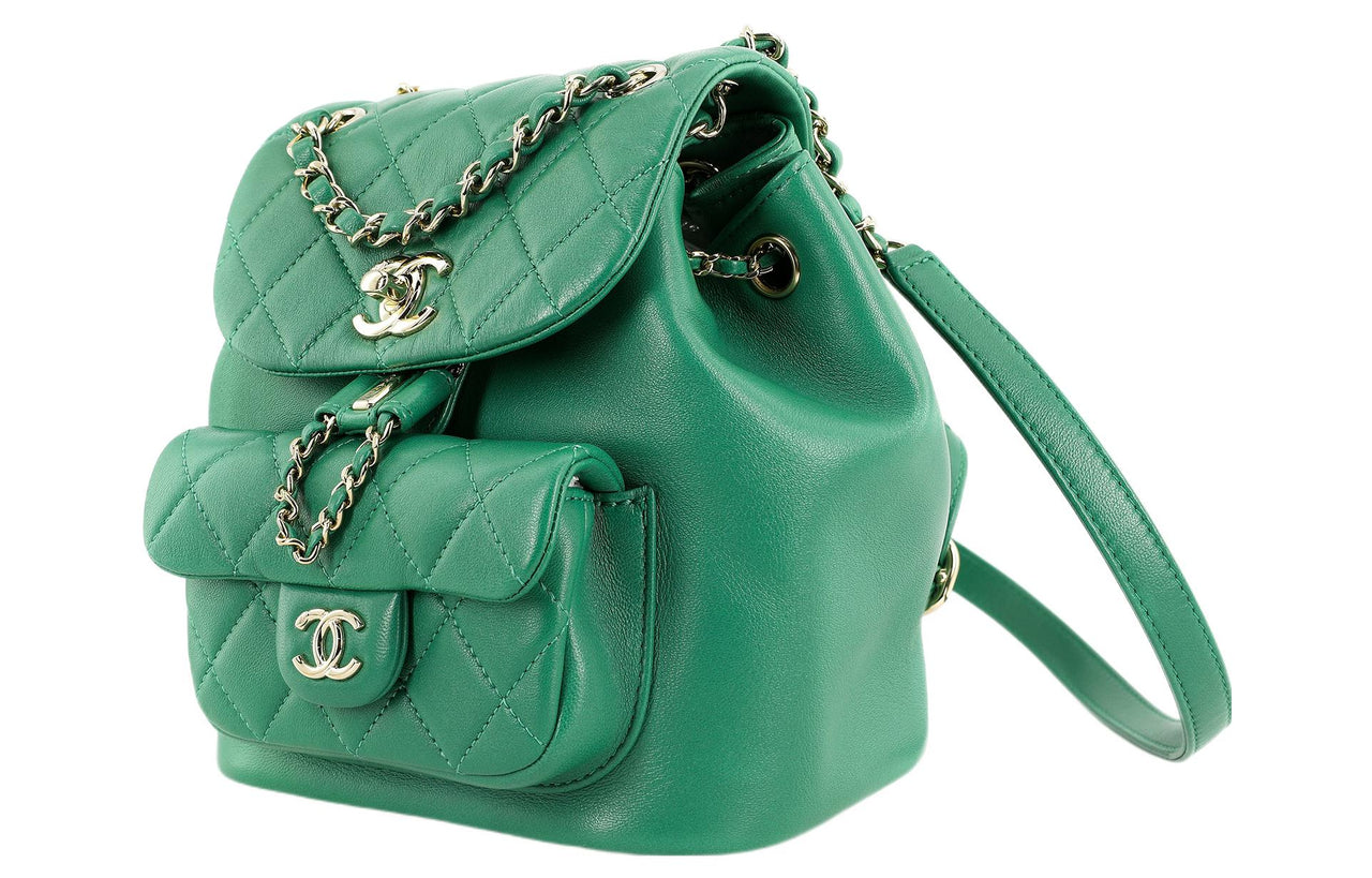 CHANEL 22A Early Fall Duma Sheepskin Backpack Women's Green