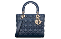 DIOR Lady Dior Sheepskin Dior Bag Shoulder Bag Crossbody Bag Handbag Medium Size Women's Deep Sea Blue