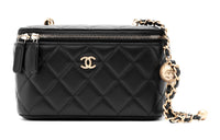 CHANEL Sheepskin Box Bag Shoulder Bag Crossbody Bag Women's Black