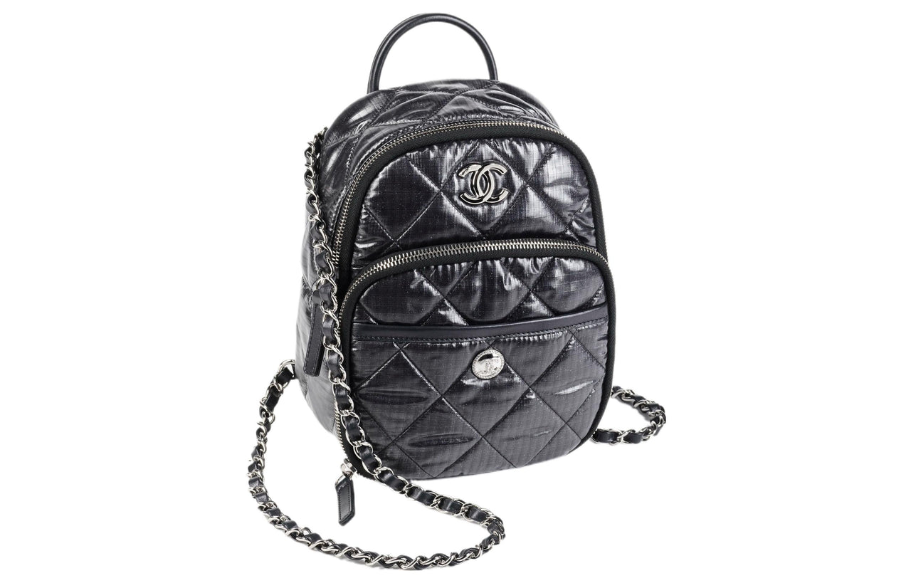 CHANEL Nylon Backpack Women's Black