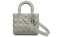 DIOR Lady Dior Calfskin Shoulder Bag Crossbody Bag Handbag Small Size Women's Gray