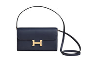 HERMES Evercolor Leather Handheld One Shoulder Wallet Crossbody Bag Women's 2Z Bleu Nuit Midnight Blue