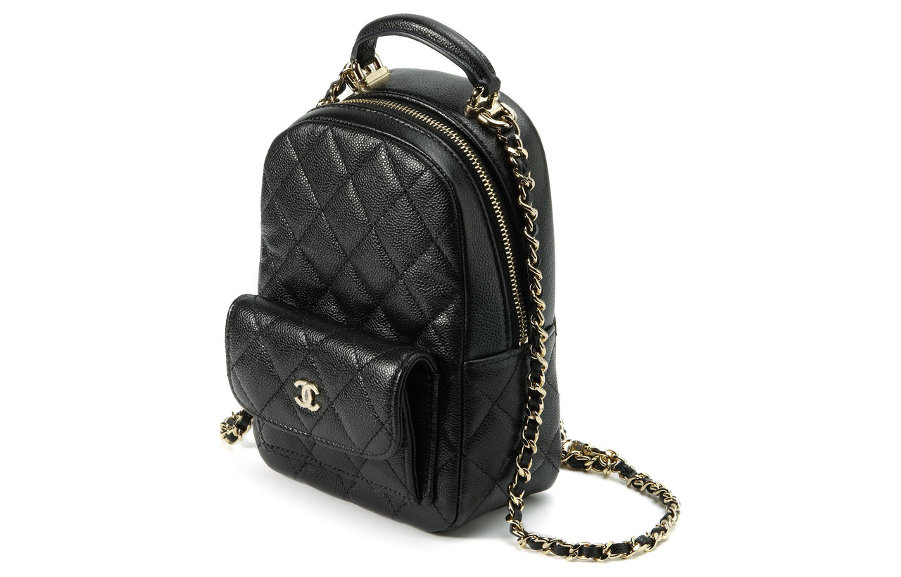 CHANEL Grained Cow Leather Backpack Mini Women's Black