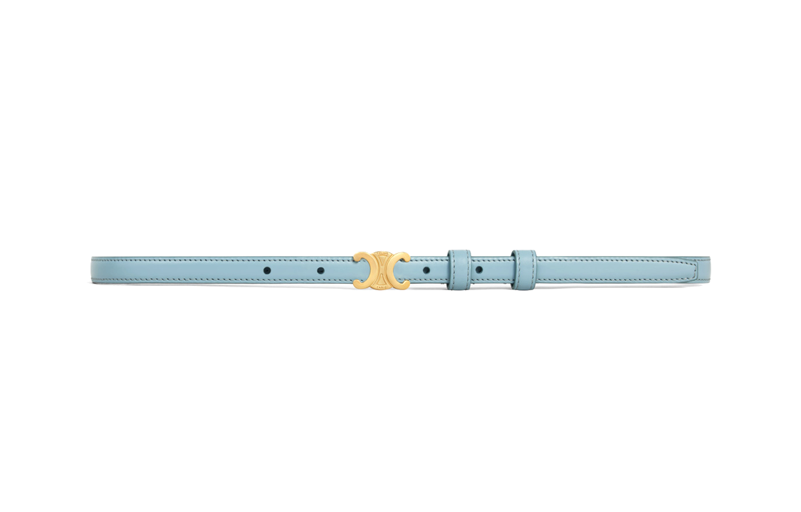CELINE Leather Belts Women's Blue Width 2CM