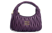 MIU MIU Wander Series Soft Sheep Leather Hobo Bag, Shoulder Bag, Crossbody Bag, Handbag Women's Purple