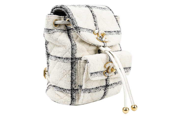 CHANEL 22K Autumn And Winter Woolen Backpack Women's White