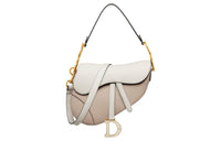 DIOR Soft Cow Leather Saddle Bag Shoulder Bag Crossbody Bag Handbag Women's Milk White & Beige Brown