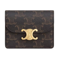 CELINE Triomphe Lambskin Wallet Women's Brown