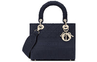 DIOR Lady Dior Metal Daisie Bag Handbag Shoulder Bag Crossbody Bag Medium Size Women's Dark Denim Blue