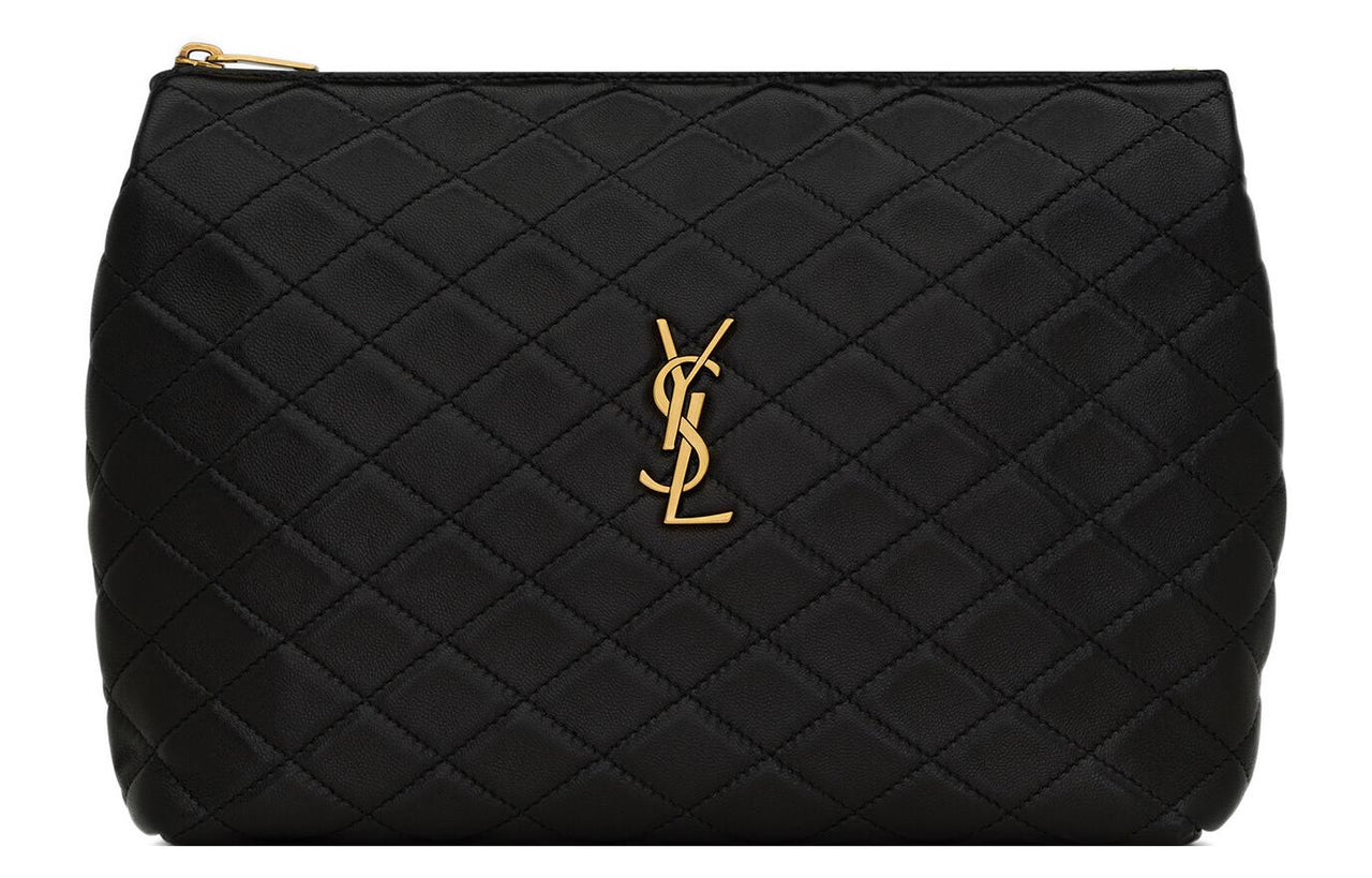 SAINT LAURENT GABY Sheepskin Makeup Bag Regular Women's Black