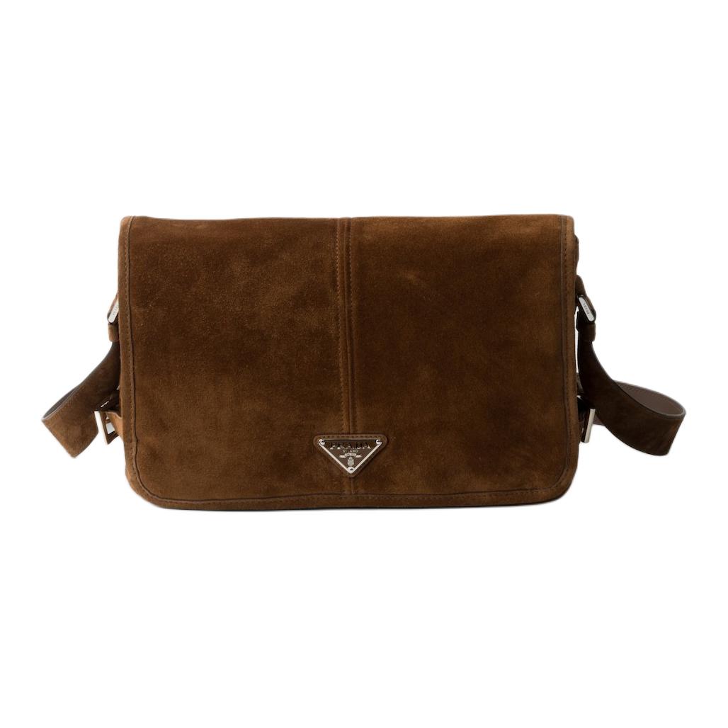 PRADA Calfskin Crossbody Bag, Shoulder Bag Men's Cocoa Brown