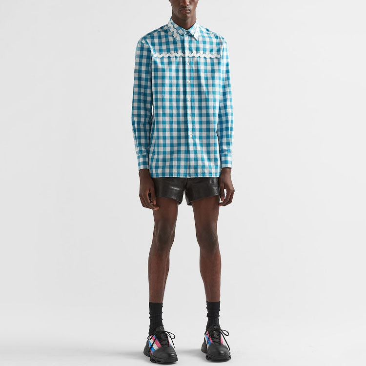 PRADA Shirts Men Blue With White Lettering