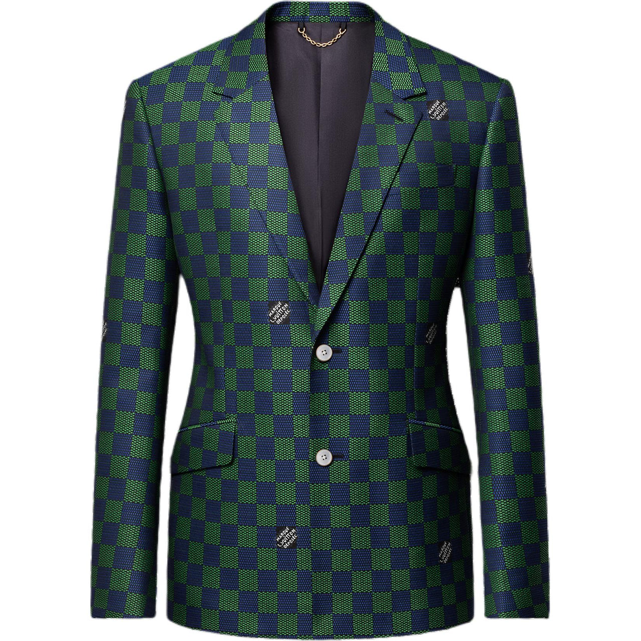 LOUIS VUITTON Jacquard Damier Wool Single-Breasted Jacket