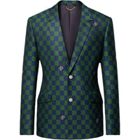 LOUIS VUITTON Jacquard Damier Wool Single-Breasted Jacket