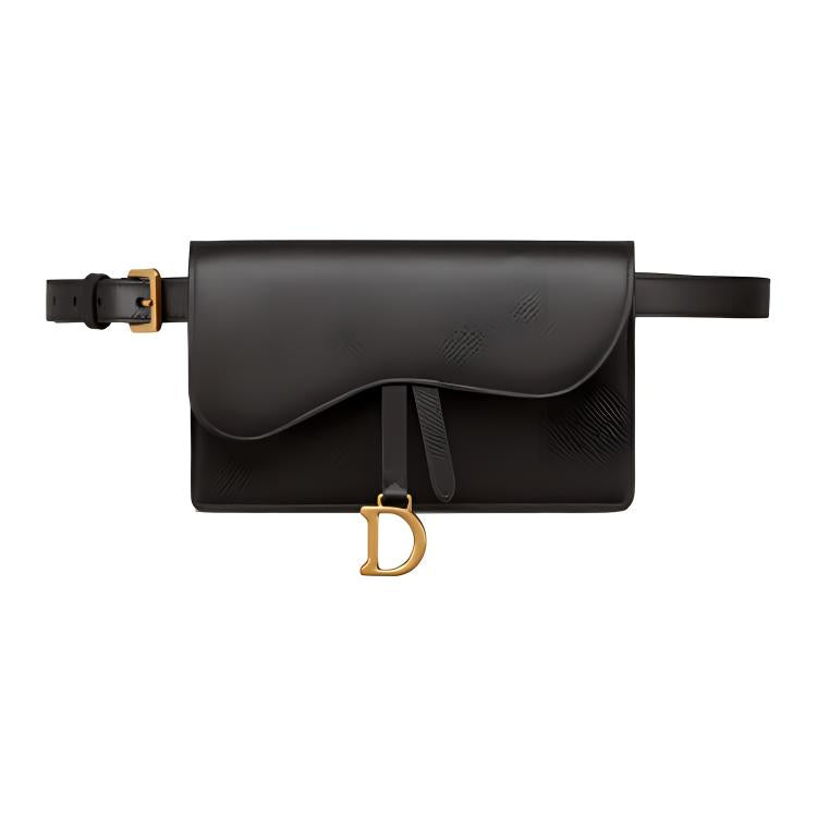 DIOR Saddle Cow Leather Saddle Bag Fanny Pack Regular Women's Black