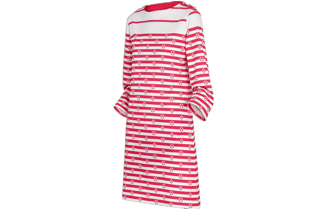 LOUIS VUITTON New Quarterly Products Of LV SS22 Long-Sleeved Dresses Women's Red White