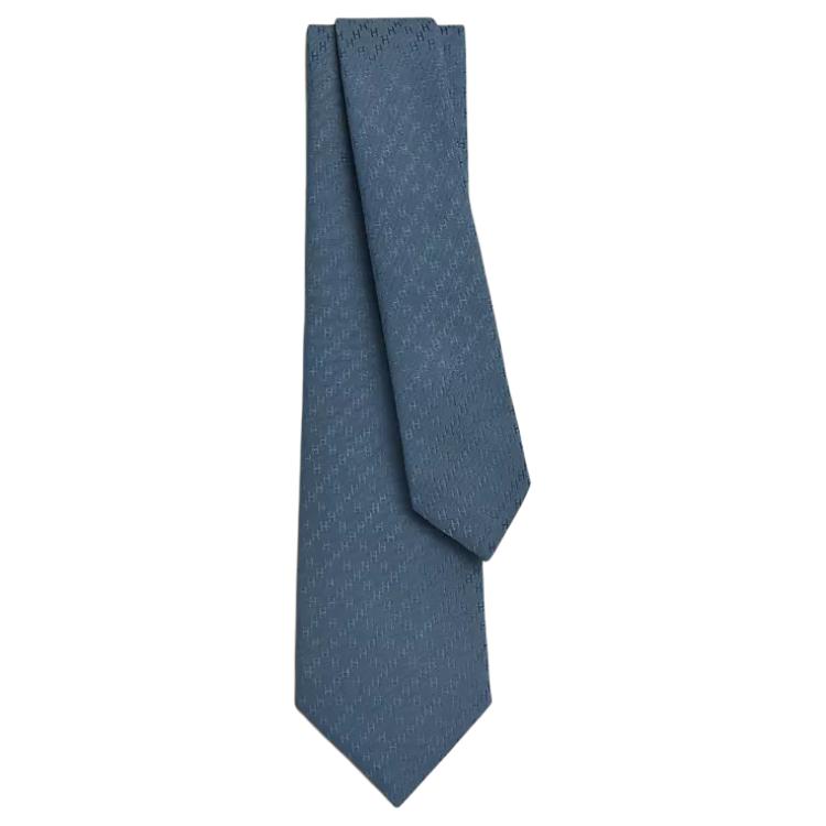HERMES Silk Ties Men's Blue Gray