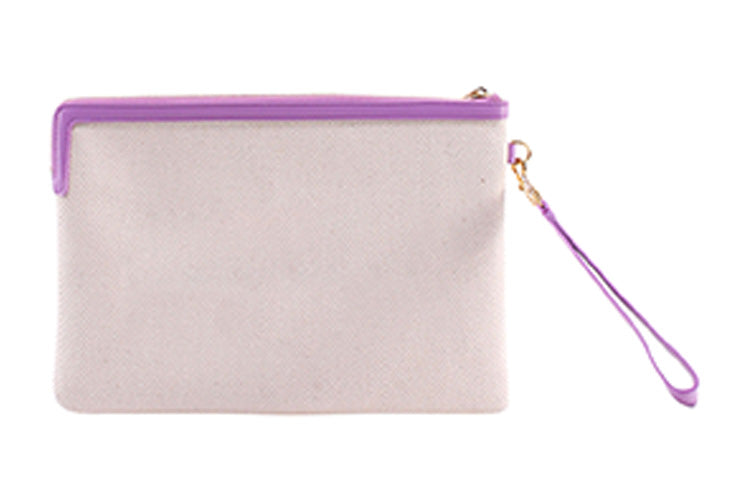 CELINE Canvas Canvas Bag Clutches Women's White & Fuchsia Trim