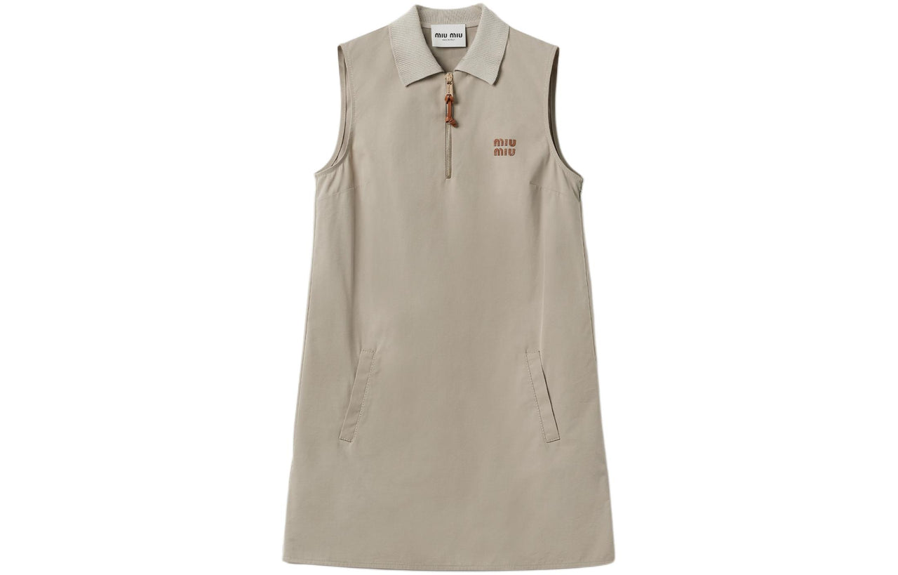MIU MIU SS24 Sleeveless Dress Women's Mud Gray
