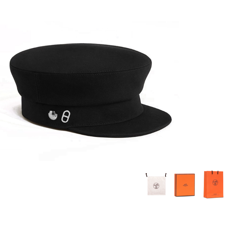 HERMES Cotton Berets Women's Black