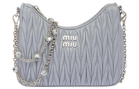 MIU MIU Matelassé Sheepskin Crossbody Bags Shoulder Bags Women's Light Blue
